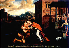Gemälde "Verlaren Söhn", Chor vun St.Aegidien. Klick op to'n Vergröttern!